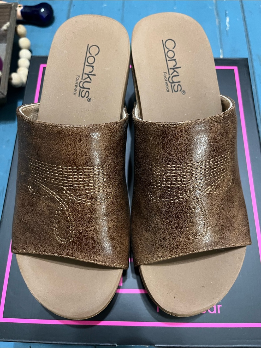 Corkys Brown Slide Sandals